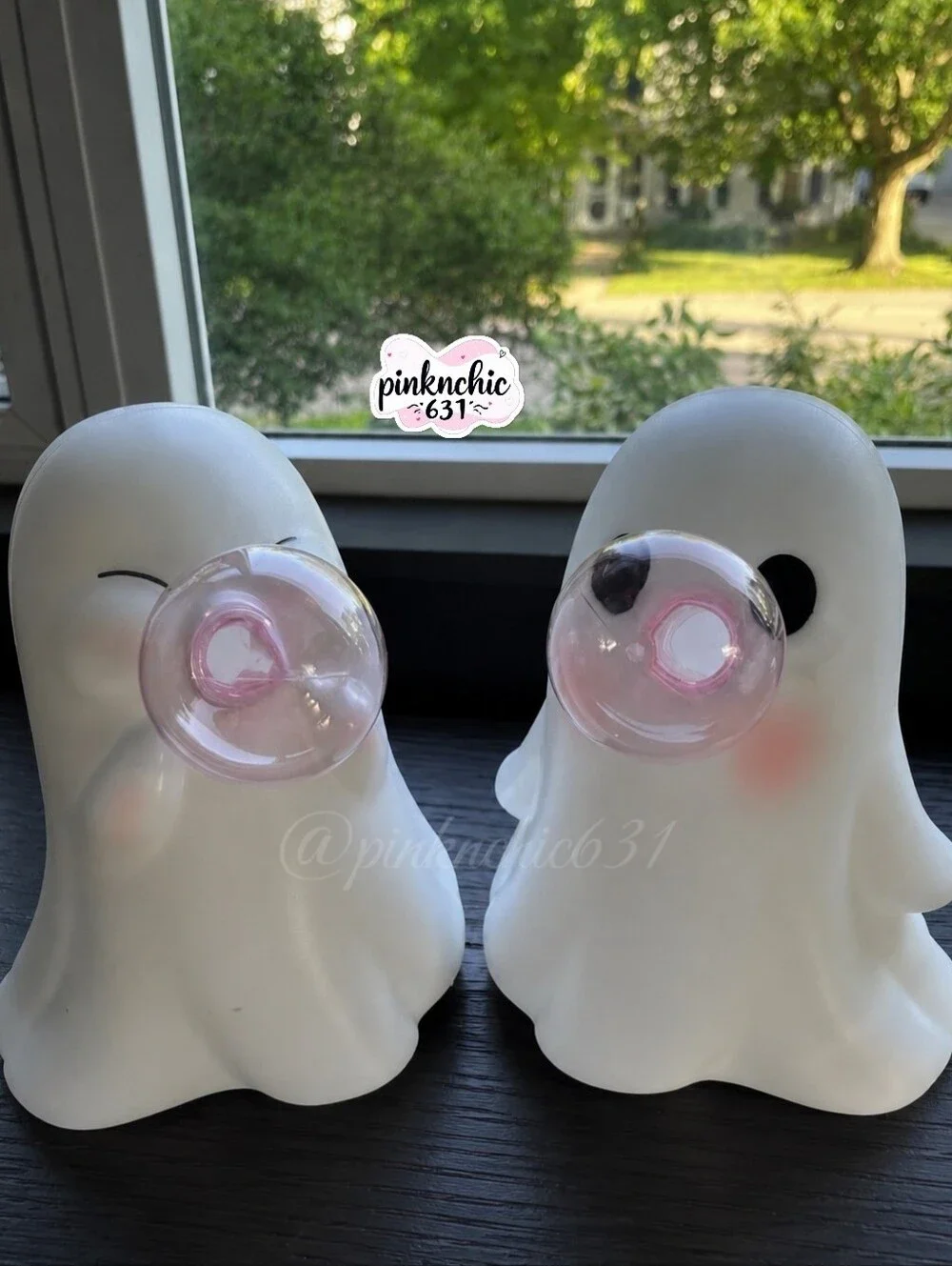 Viral Ghosts Blowing Pink Bubbles Blow Mold Halloween Decor